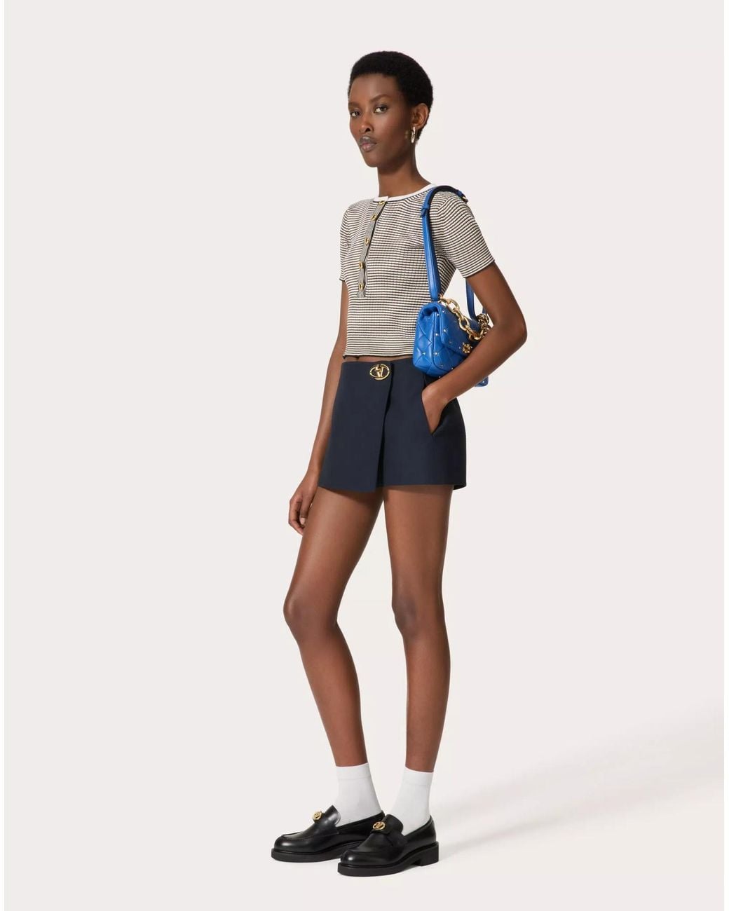 Valentino Blue Vlogo Plaque High-Rise Mini Skirts