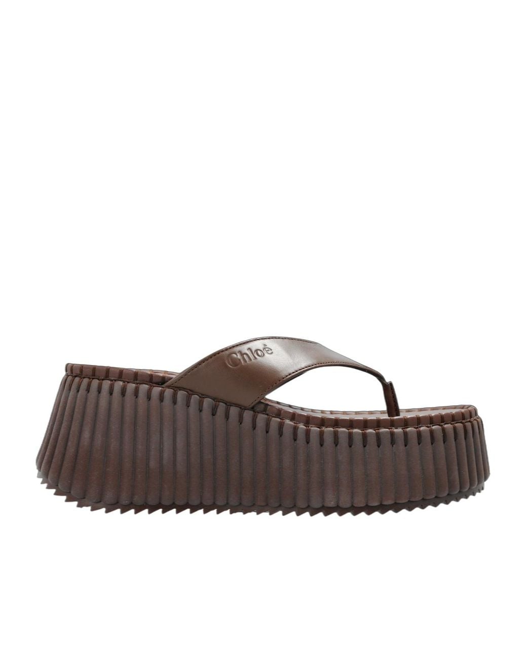 Chloé Brown Nama Platform Thong Sandals