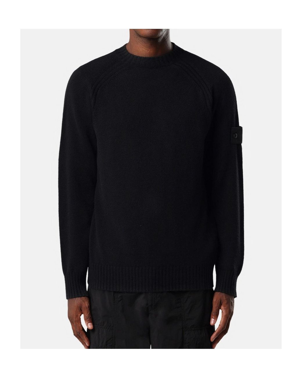 Stone Island Black Regular-Fit Crewneck Jumper With Raglan Sleeves for men