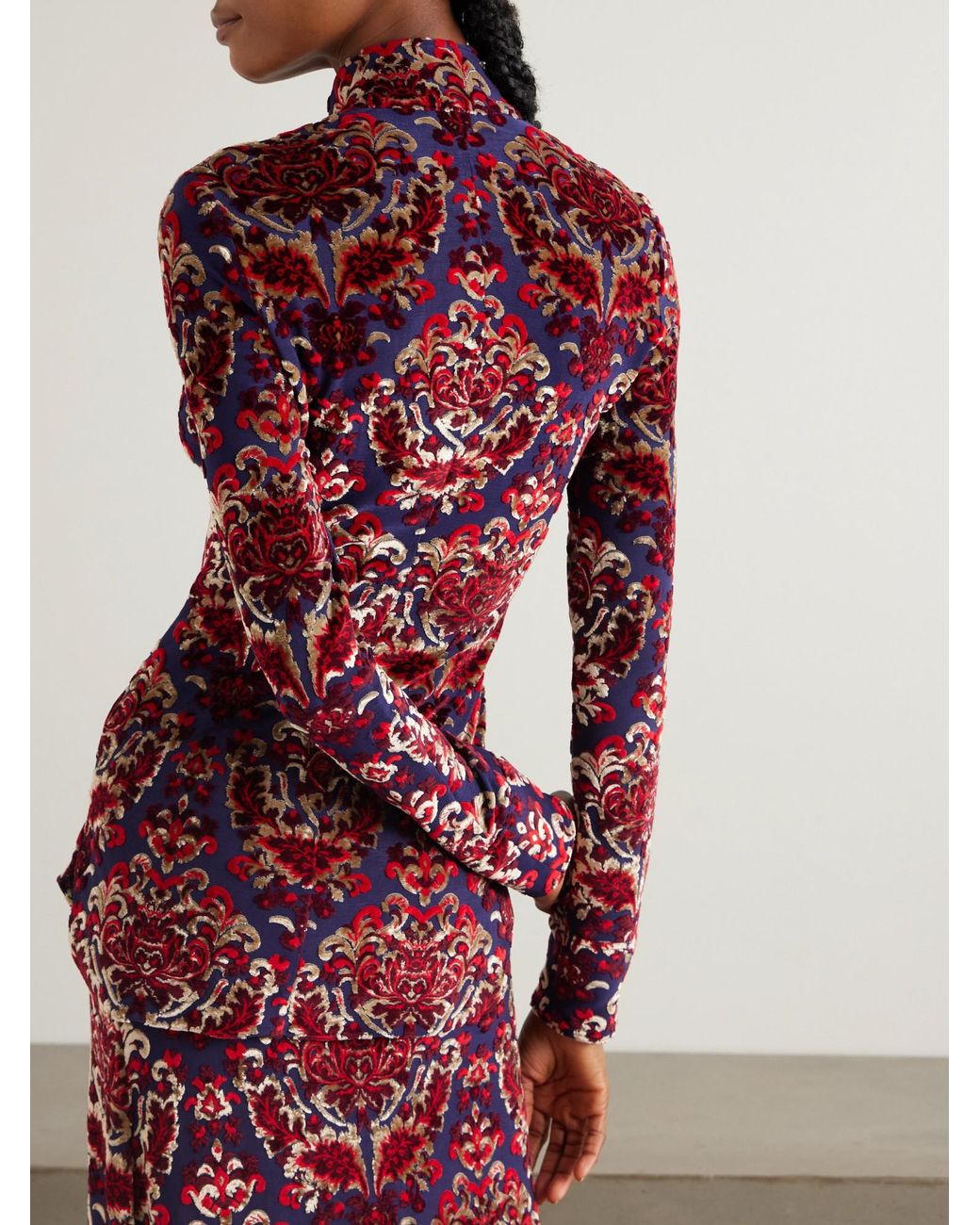 Rabanne Red Flocked-Pattern Shirt