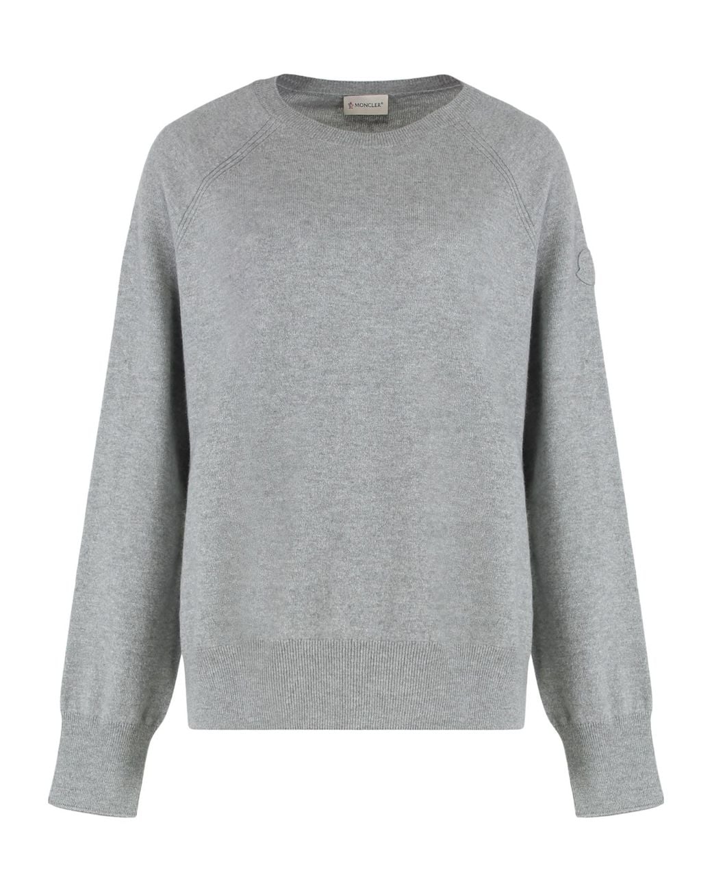 Moncler Gray Cashmere Crew Neck Knitted Sweater