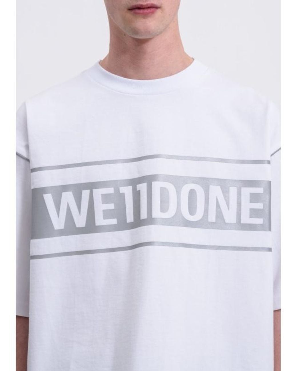 we11done White Logo Printed T-Shirt for men