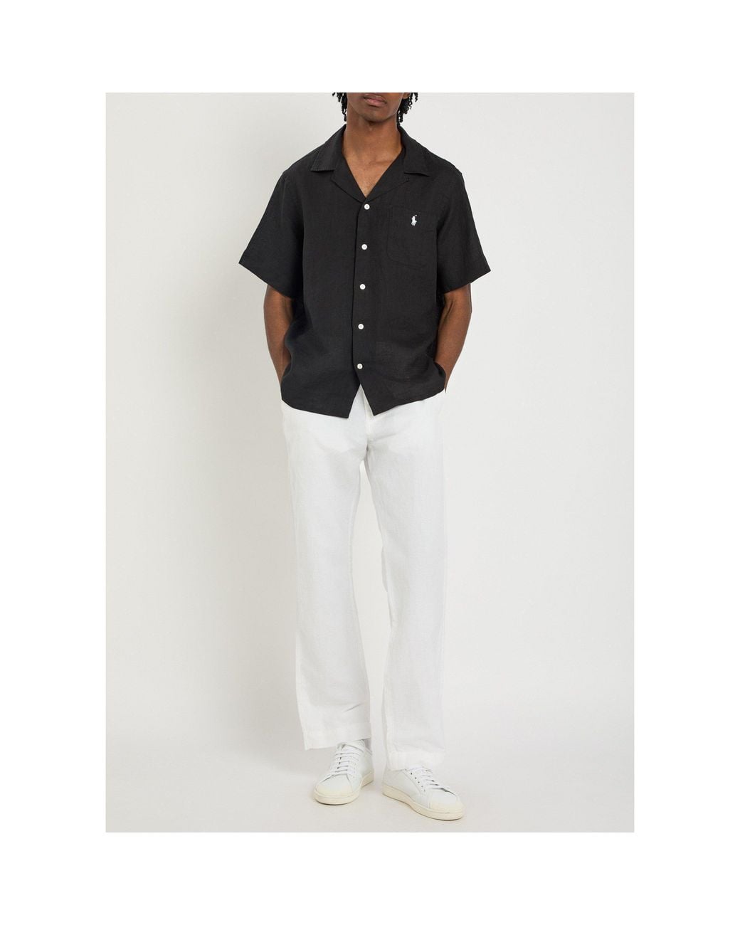 Polo Ralph Lauren Black Short-Sleeve Linen Shirt for men