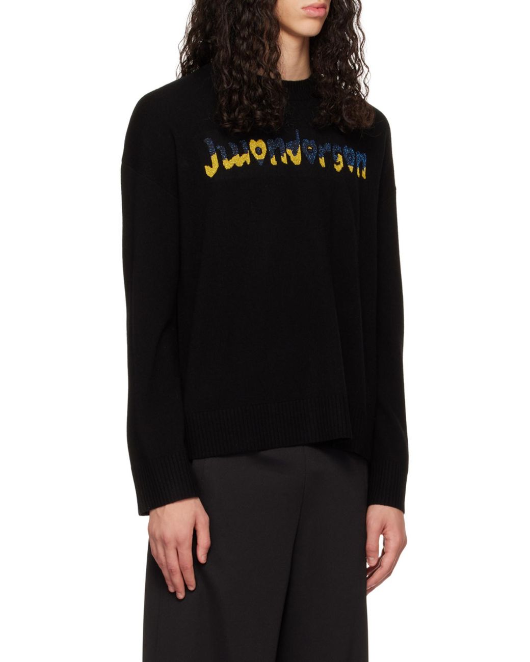 J.W. Anderson Black Jw Anderson X Run Hany Logo Embellished Crewneck Jumper