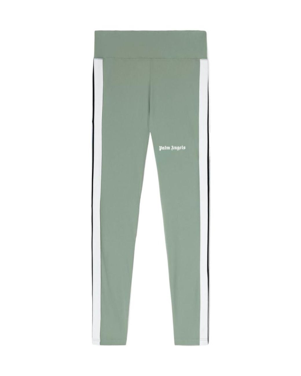 Palm Angels Green Logo Printed Mid-Rise Leggings