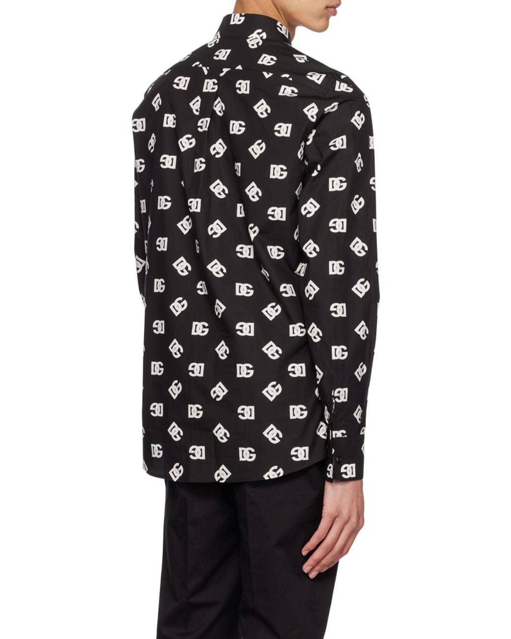 Dolce & Gabbana Black Allover Dg Printed Buttoned Shirt for men