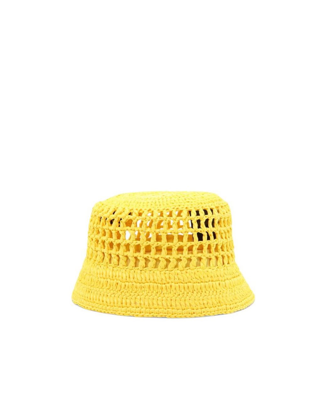 Prada Yellow Raffia Bucket Hat for men