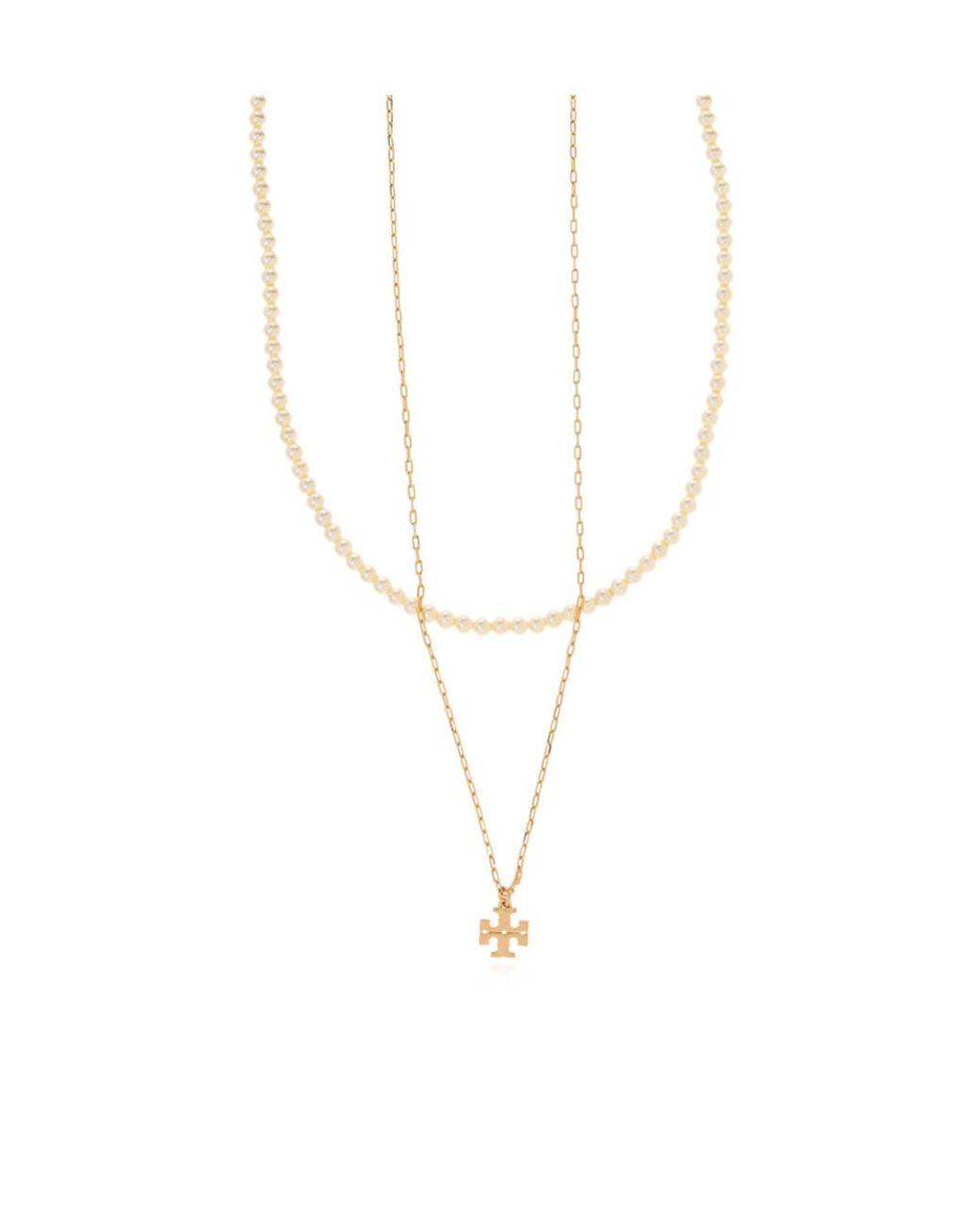 Tory Burch White Kira Layered Necklace