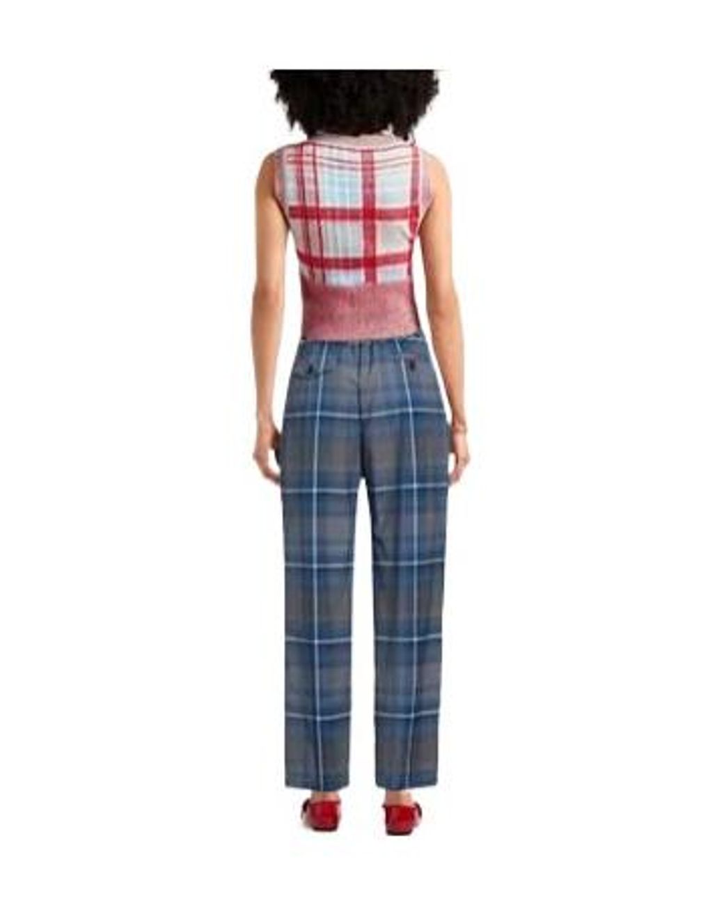 Marni Blue Plaid Trousers