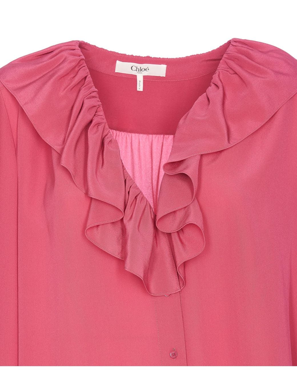 Chloé Pink Chloé Ruffle Detailed Long-Sleeve Top