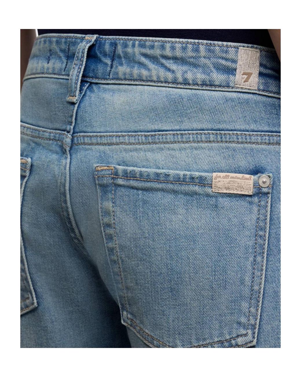 7 For All Mankind Blue Low-Rise Flare Jeans