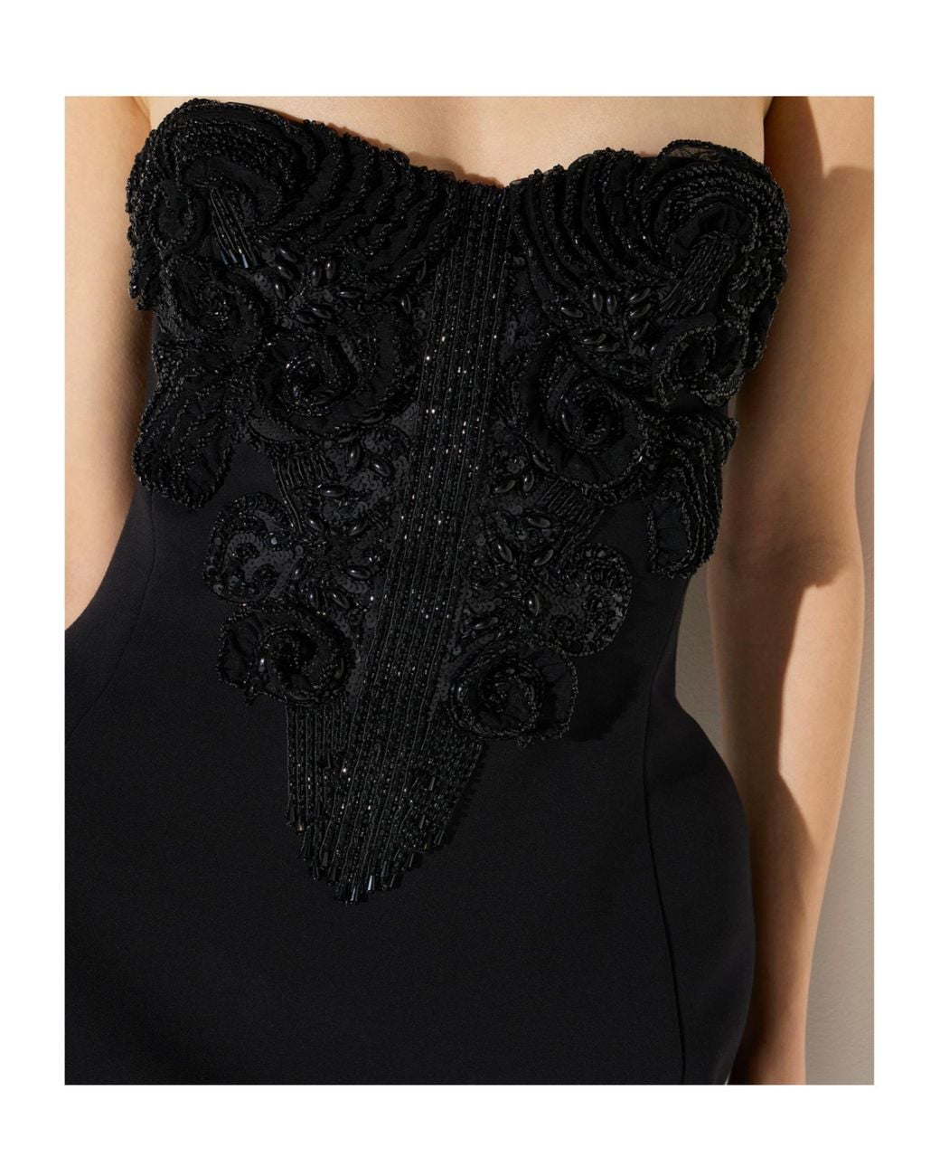 Elisabetta Franchi Black Double-Layered Crepe Crystal Mini Dress