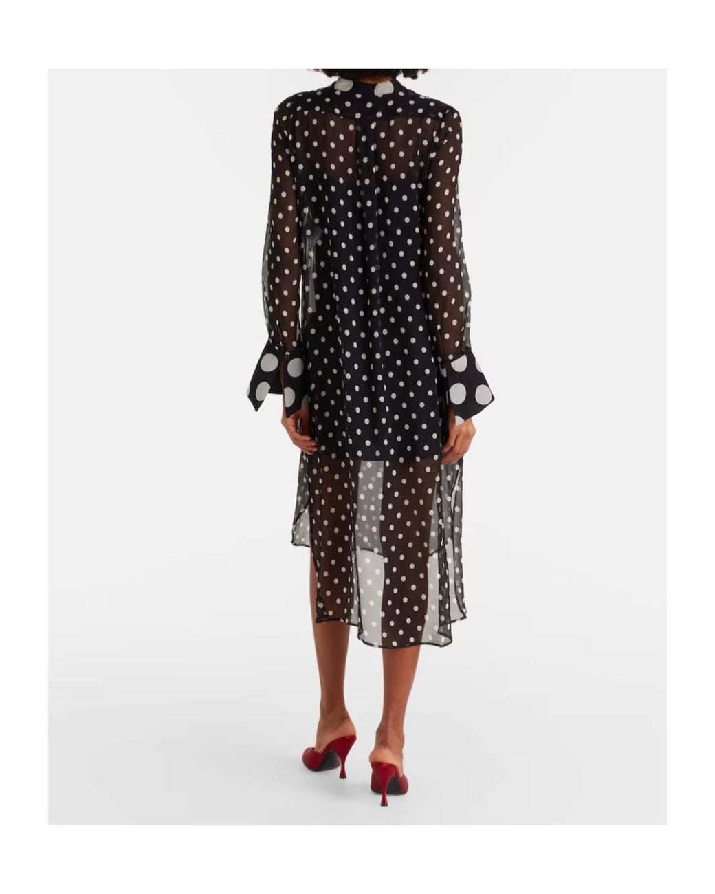 Nina Ricci Black Polka-Dot Semi-Sheer Dress