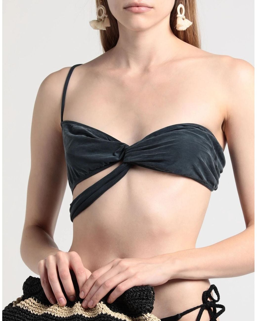 Jacquemus Blue Minimalist One-Shoulder Bikini Top