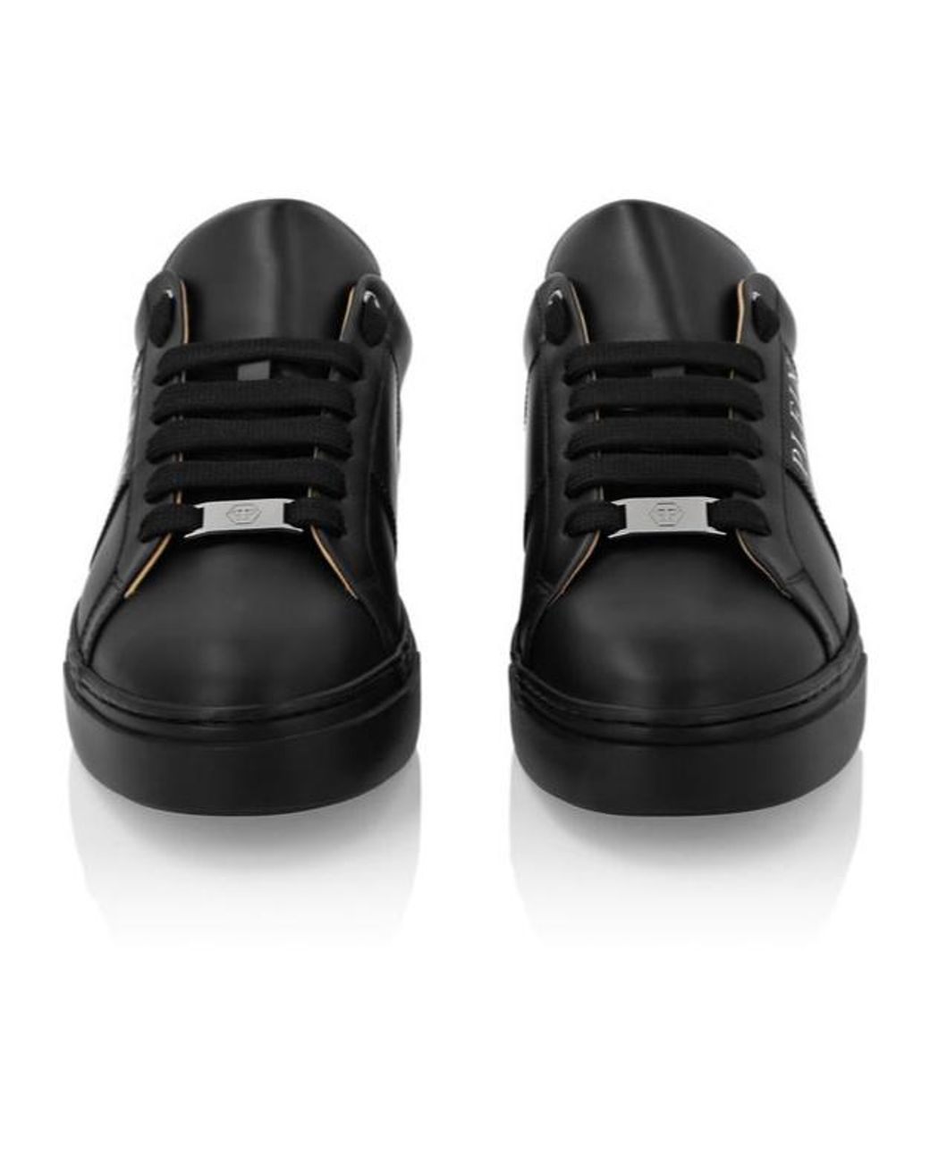 Philipp Plein Black Logo-Print Nappa Leather Sneakers for men
