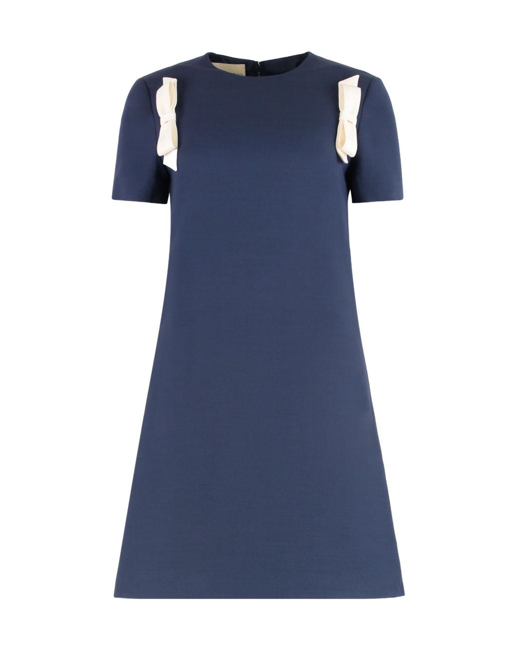 Valentino Blue Bow Detailed Crewneck Mini Dress