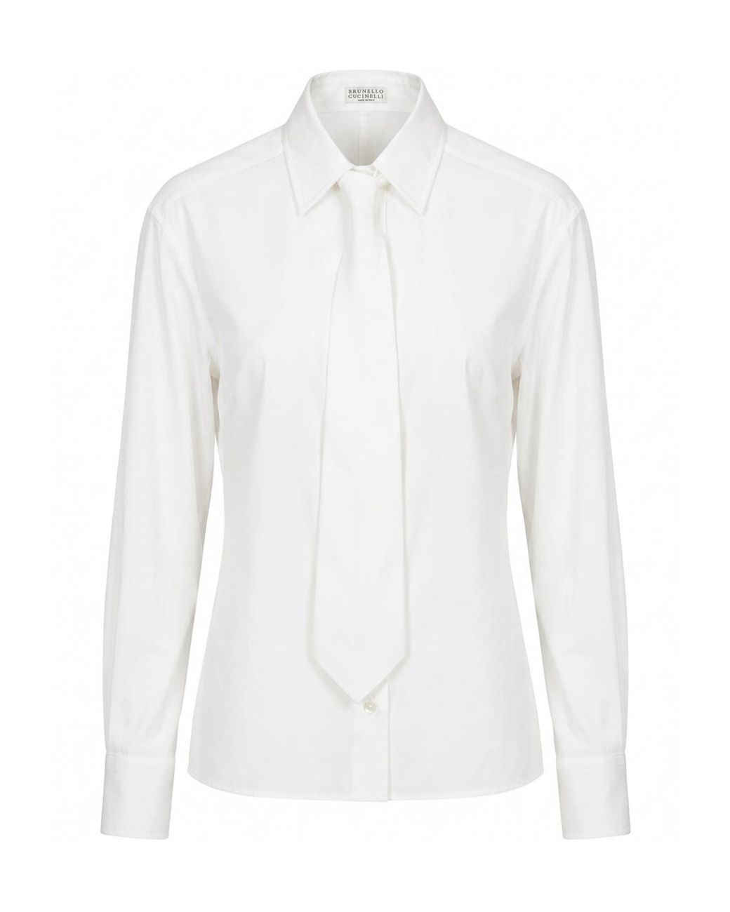 Brunello Cucinelli White Tie-Detail Monile Shirt