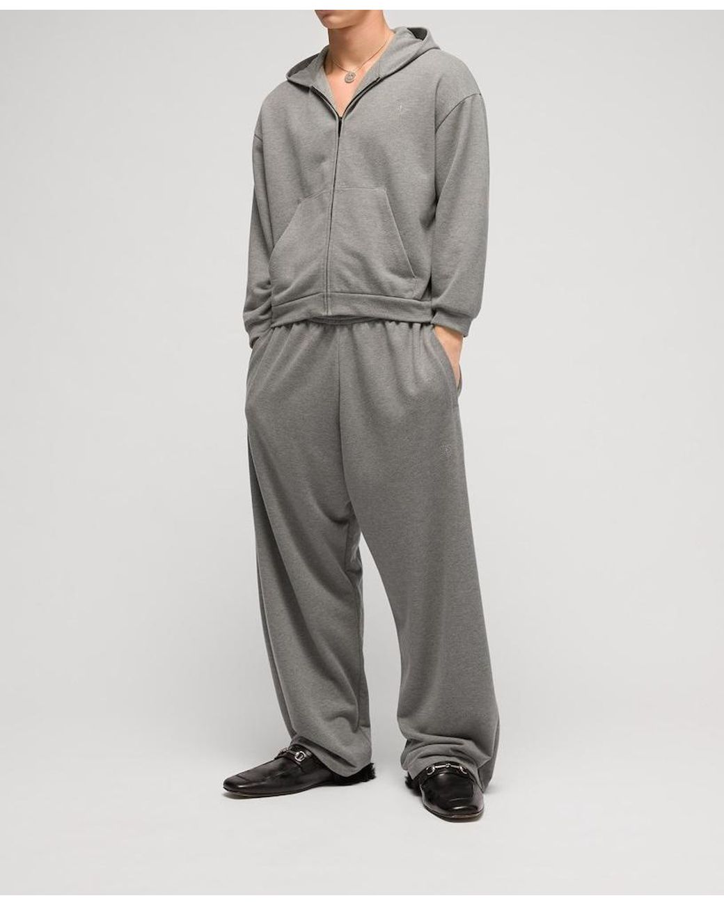 Gucci Gray Cotton Cashmere Jersey Leisure Pants for men