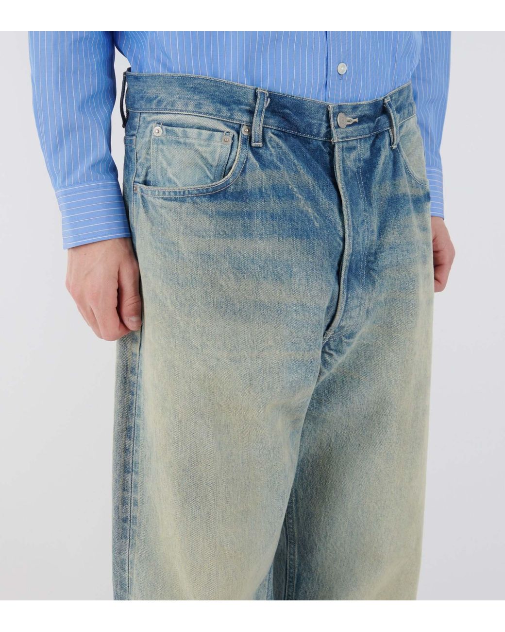 Auralee Blue Belt-Loop Jeans for men