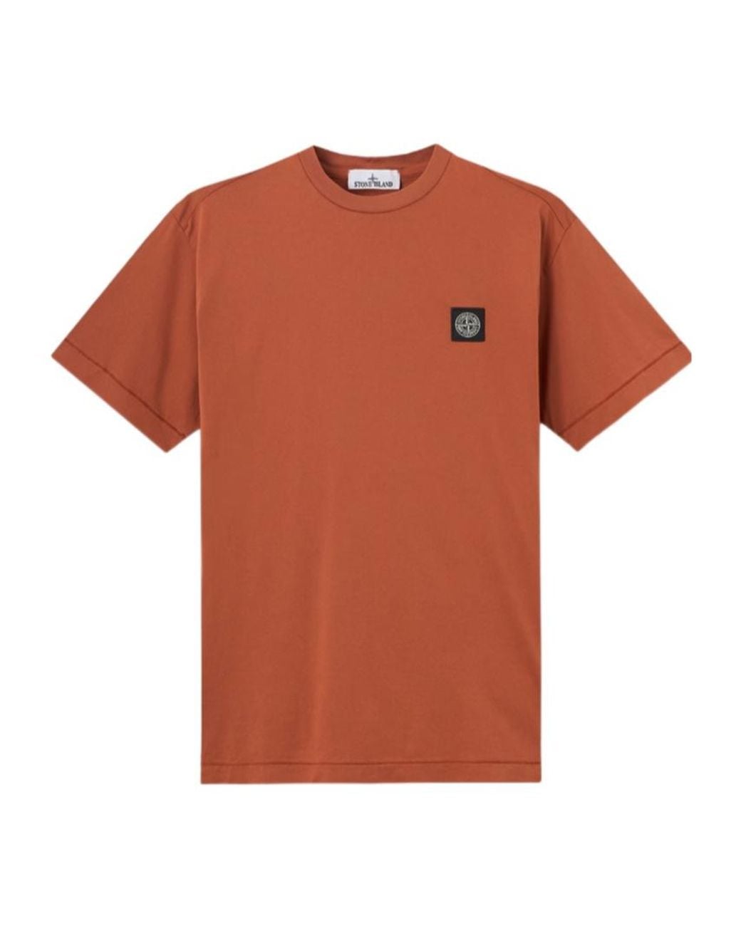 Stone Island Orange Logo-Patch T-Shirt for men