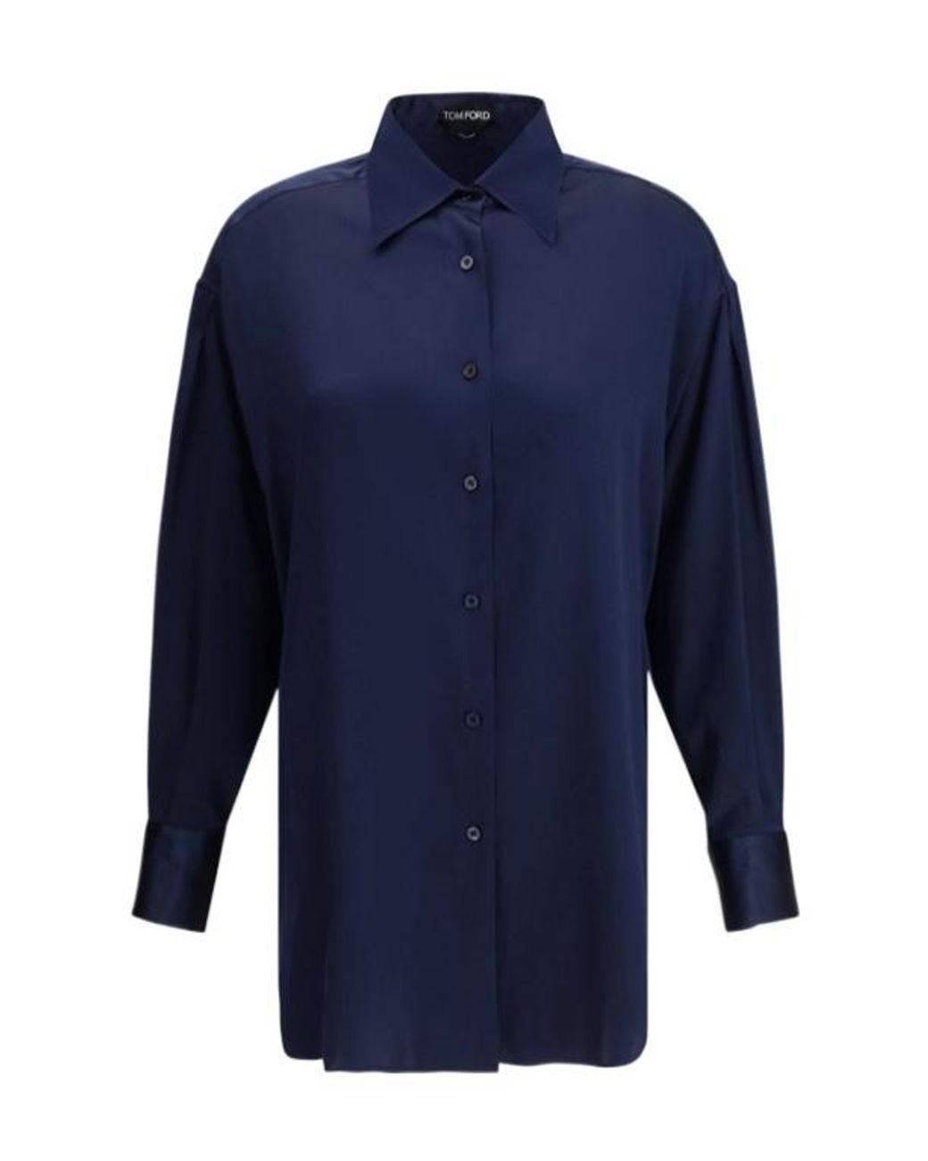 Tom Ford Blue Satin Relaxed Fit Shirt