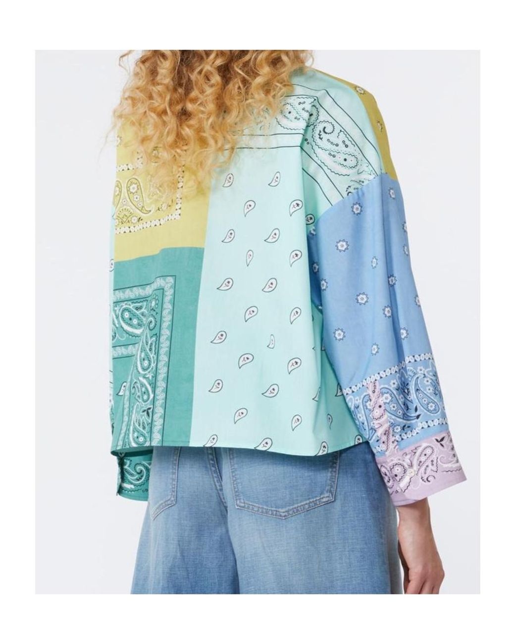 Weekend by Maxmara Blue Patchwork Bandana-Print Shirt