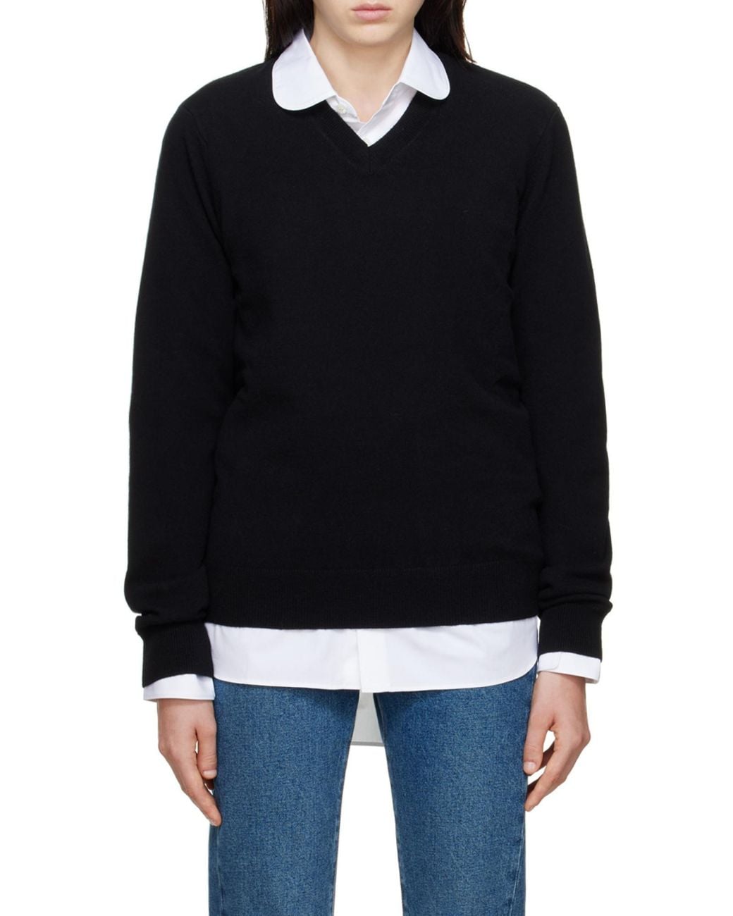 Comme des Garçons Black Round-Necked Wool Sweater