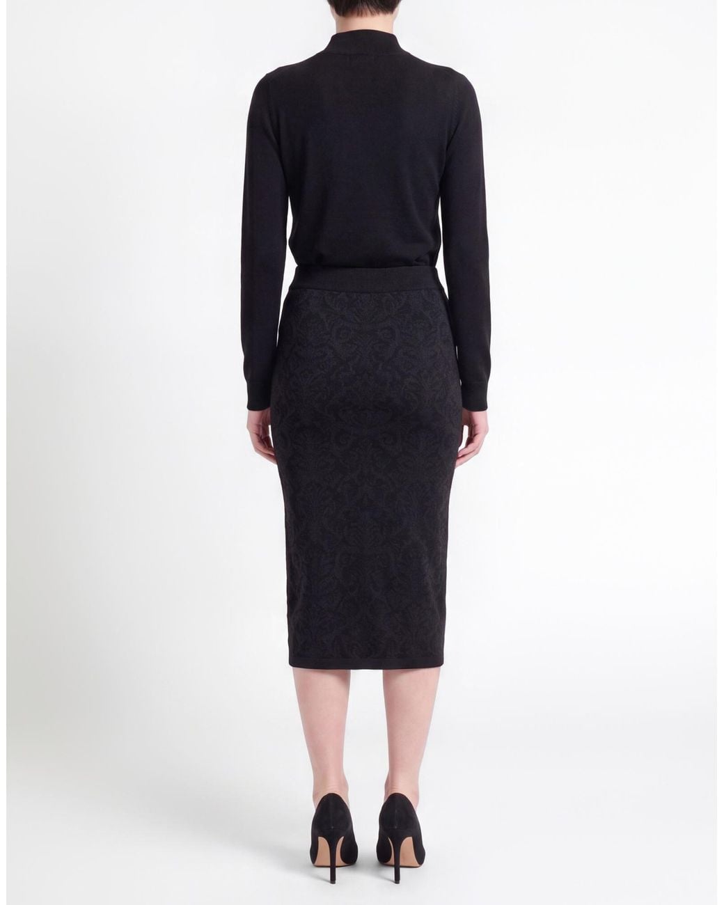 Max Mara Black Two-Tone Knitted Pencil Skirt