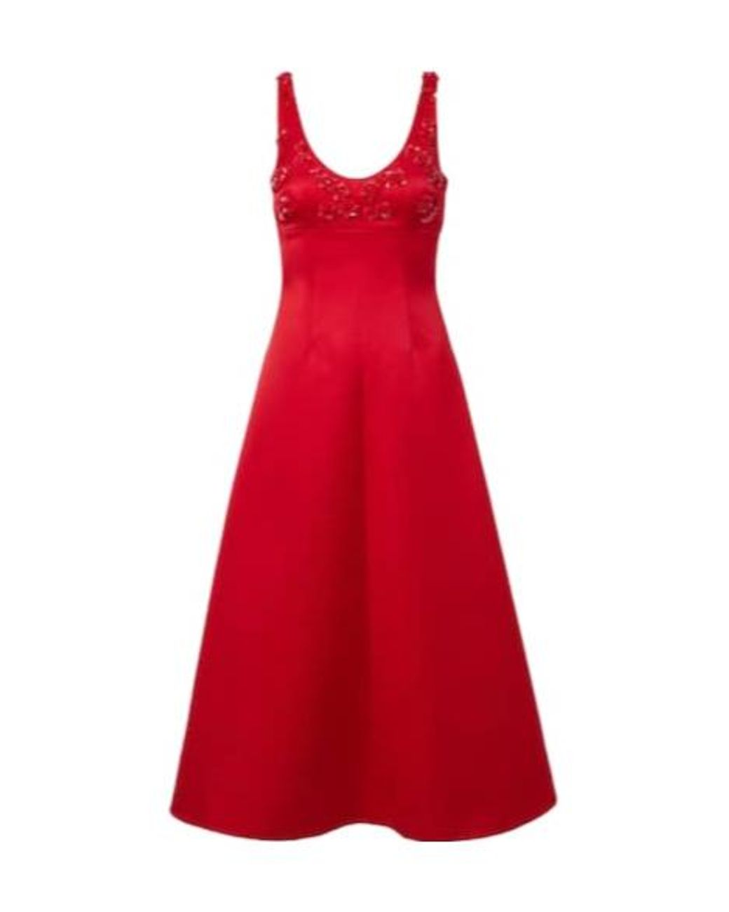 Emilia Wickstead Red Abella Embellished Satin Midi Dress