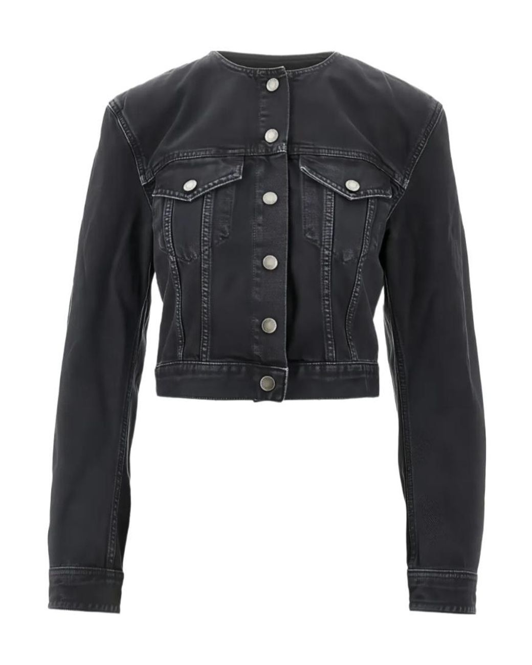 Haikure Black Buttoned Cropped Jacket