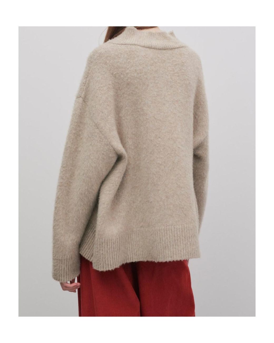 The Row Natural Fayette V-Neck Ribbed-Knit Sweater