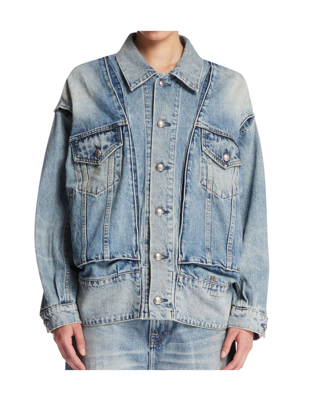 R13 Blue Button-Front Denim Jacket