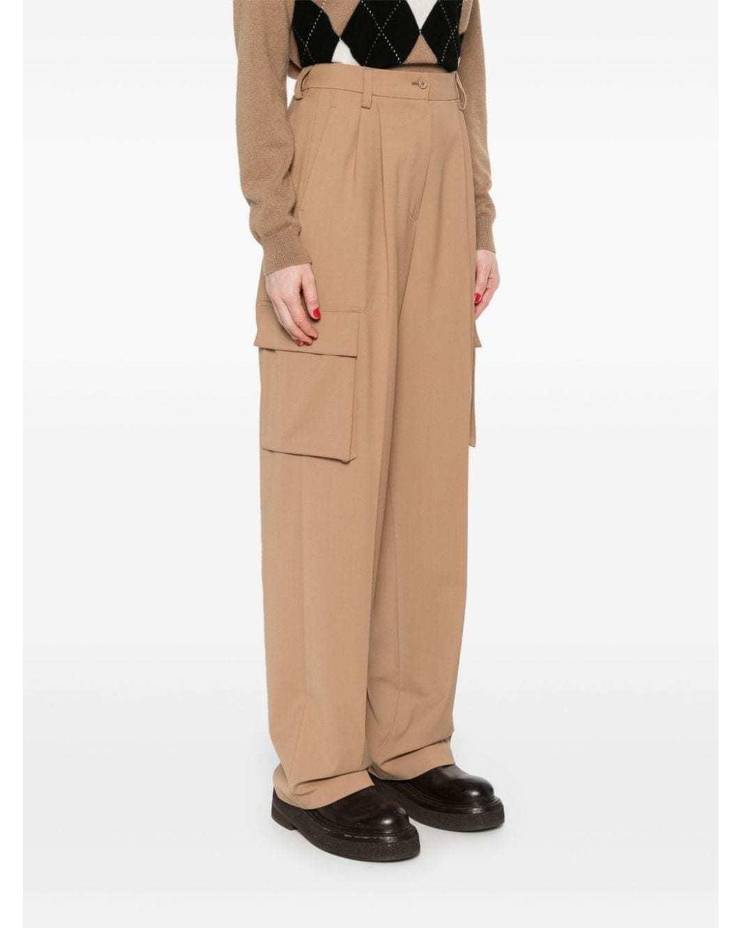 Herno Natural High-Waisted Cargo Tailored Trousers