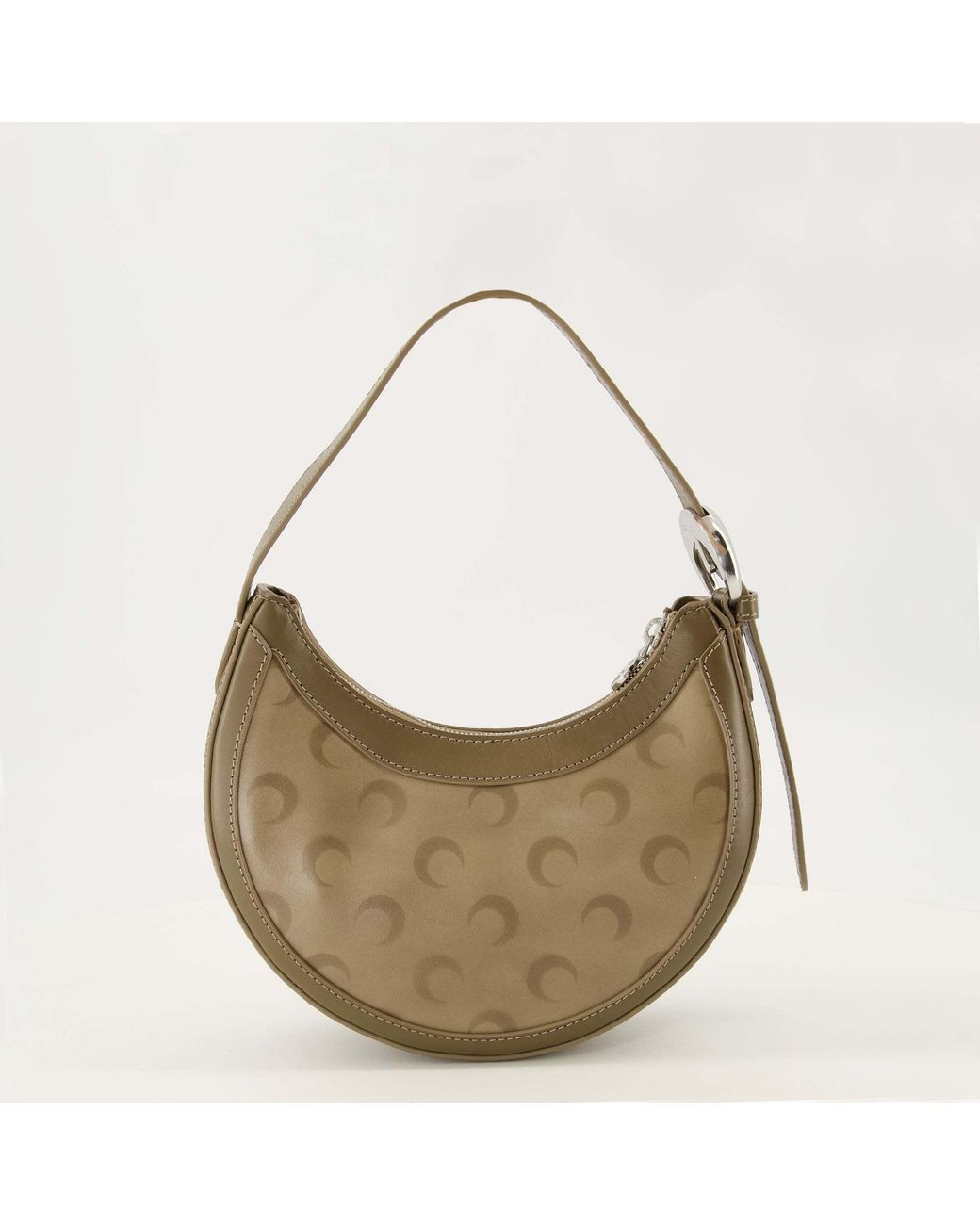 MARINE SERRE Gray Faded Leather Moon Eclips Mini Bag