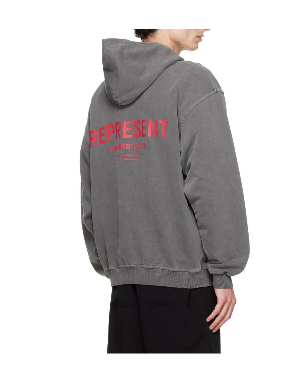 Represent Gray Printed Owners Club Hoodie for men