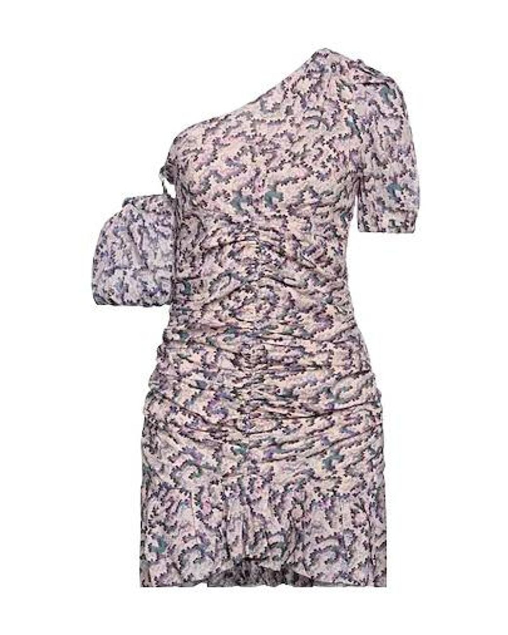 Isabel Marant Purple Floral Off-Shoulder Fitted Dress