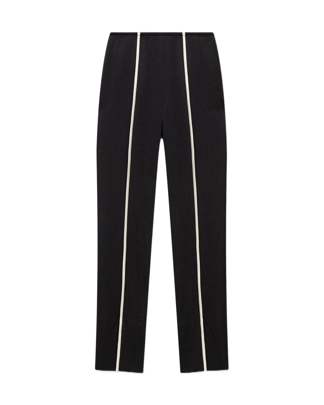 Nanushka Black Ratana Crinkled-Satin Slim-Leg Pants