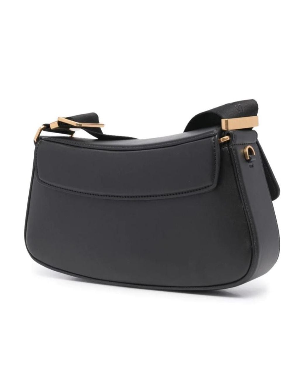 Stella McCartney Black S-Wave Logo Plaque Fold-Over Shoulder Bag