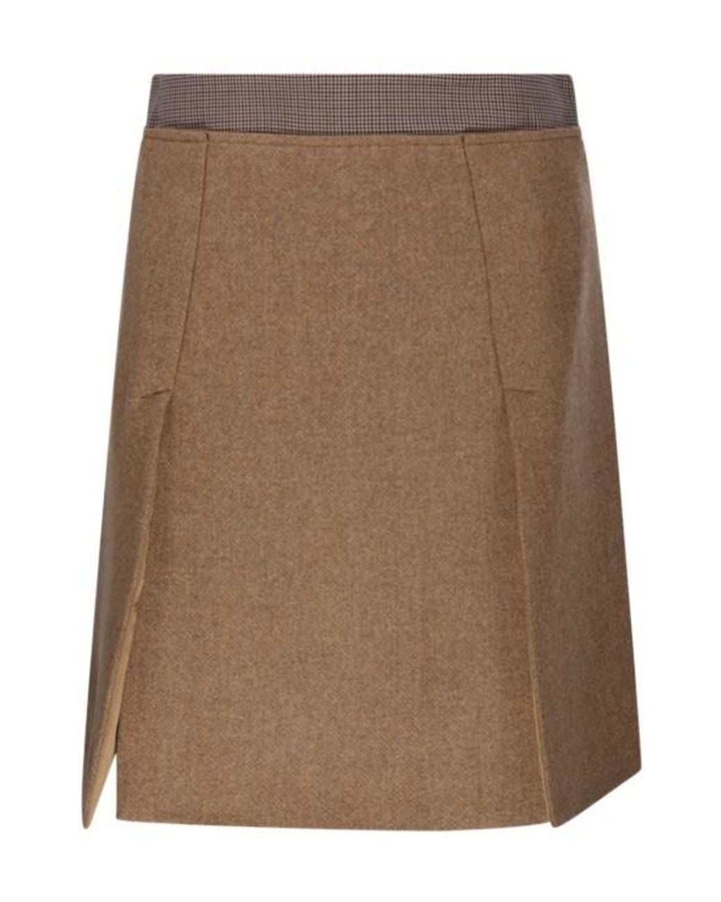 Sportmax Brown Riga Checked Waist Mini Skirt