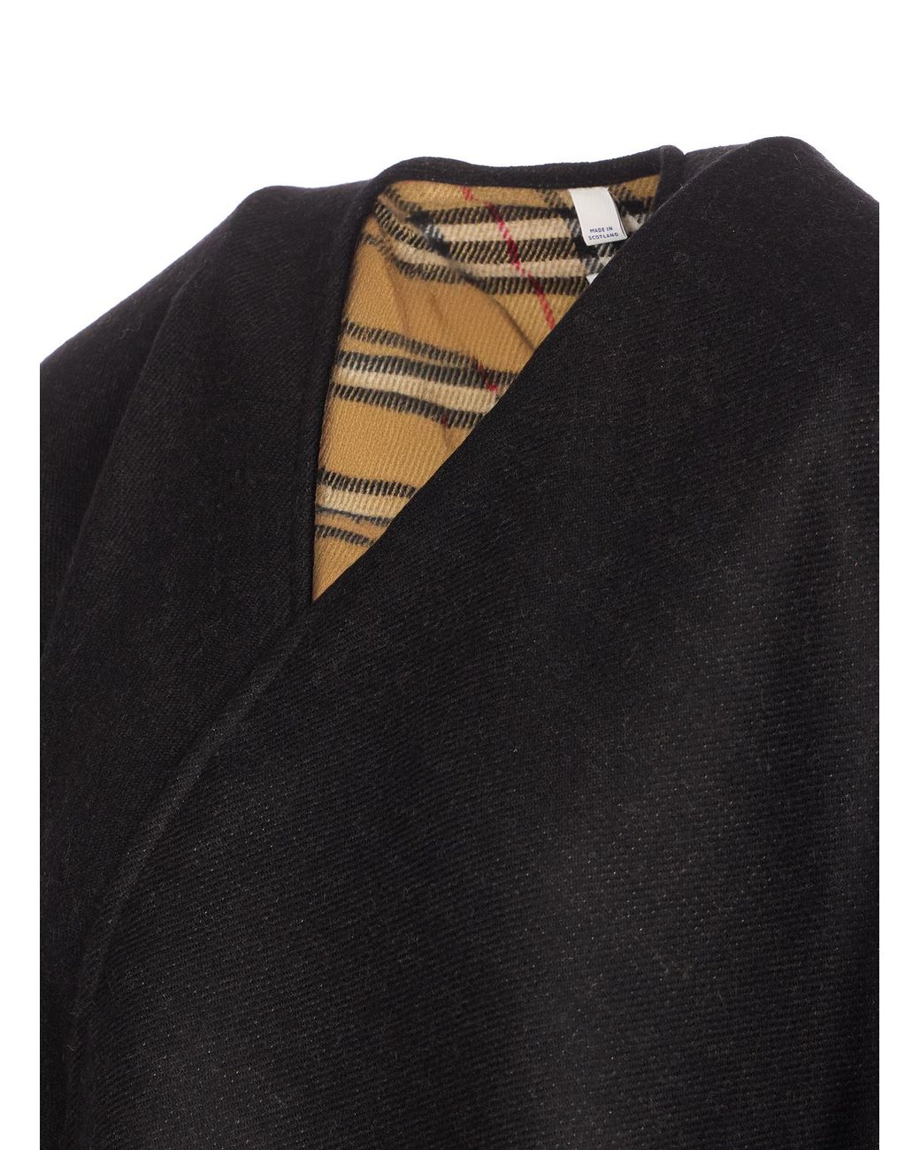 Burberry Black Fringed-Edge Reversible Cape