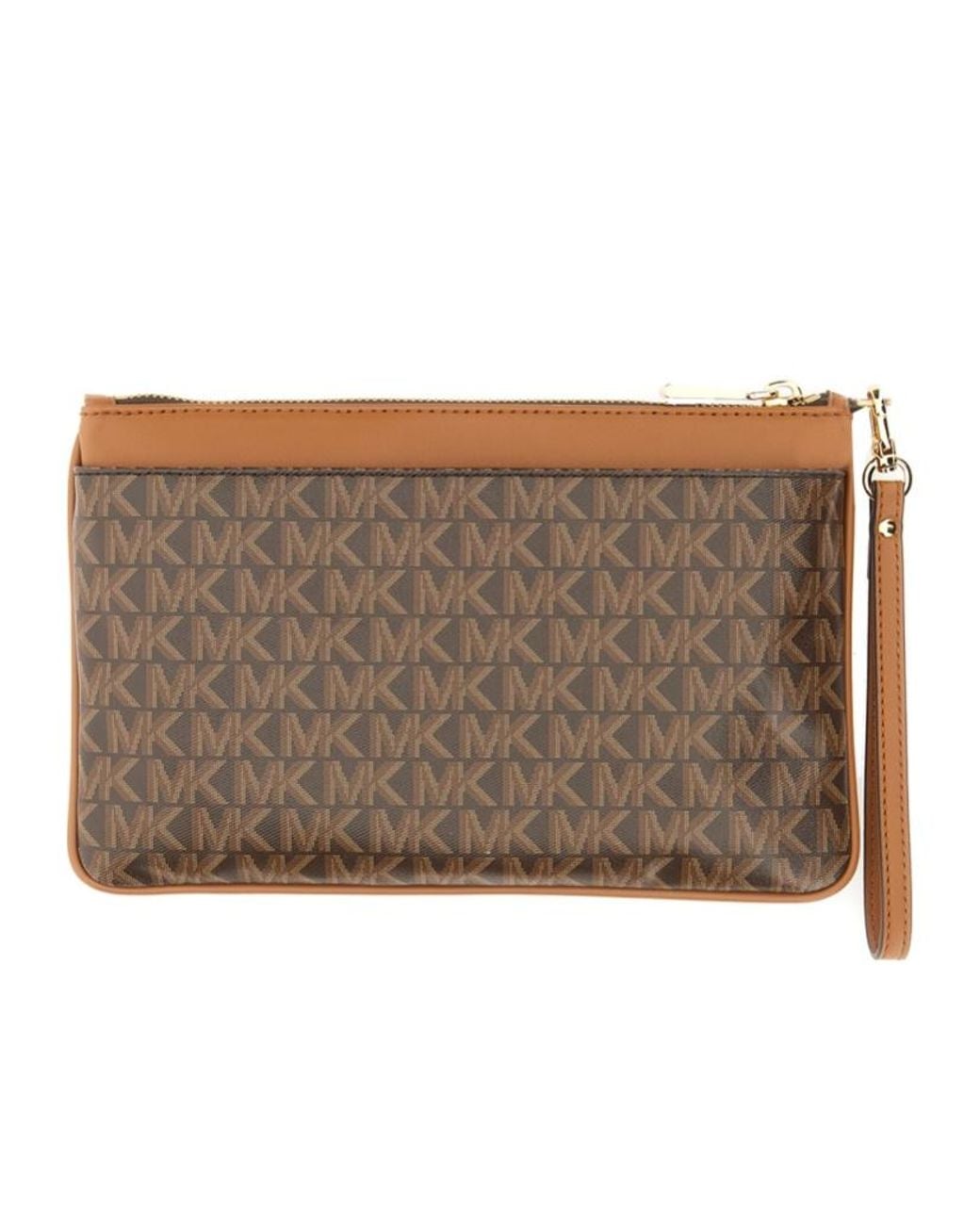 Michael Kors Brown Monogram Leather Clutch Bag