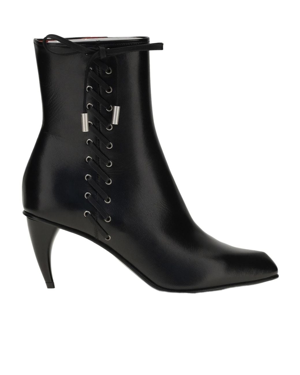 McQueen Black Curved Heel Lace-Up Ankle Boots