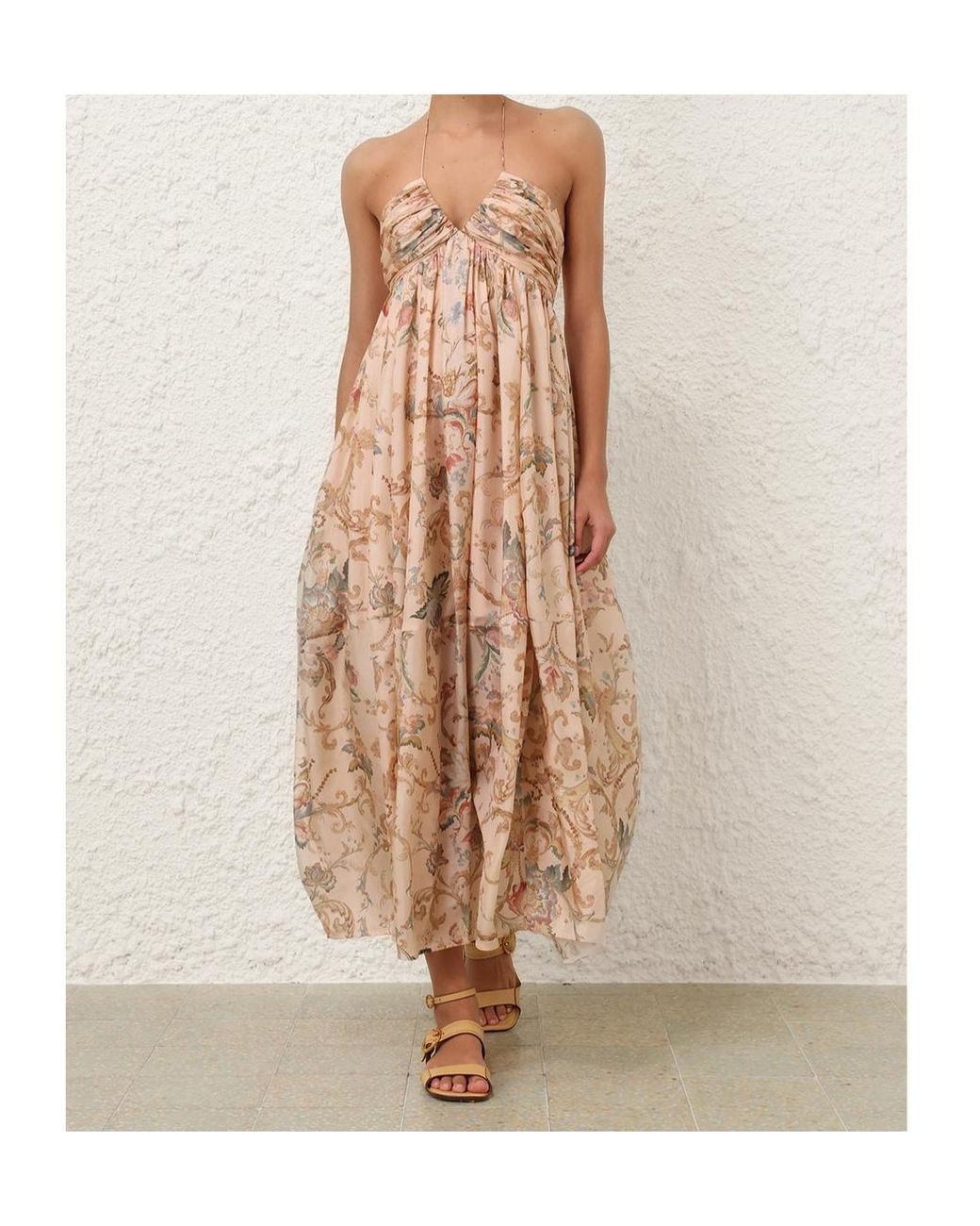 Zimmermann Natural Roselight Halter Maxi Dress