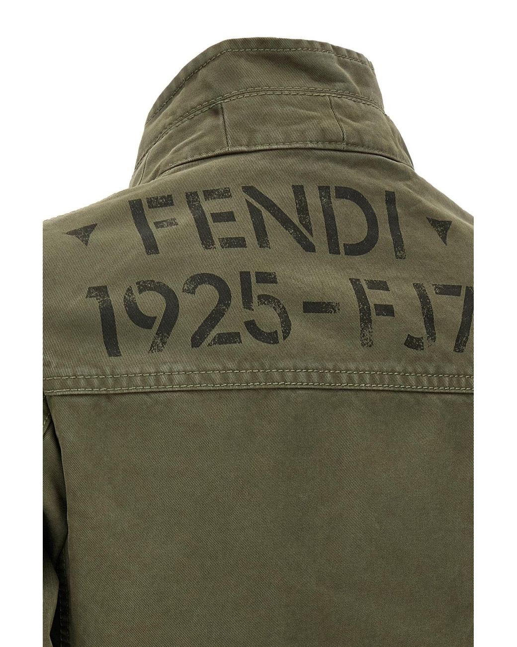 Fendi Green High-Neck Button-Up Jacket