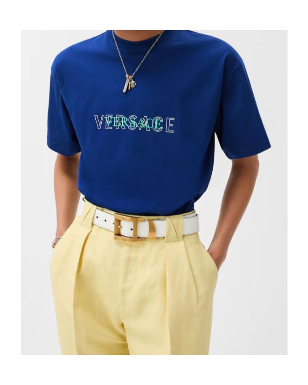 Versace Blue Graphic Logo T-Shirt for men