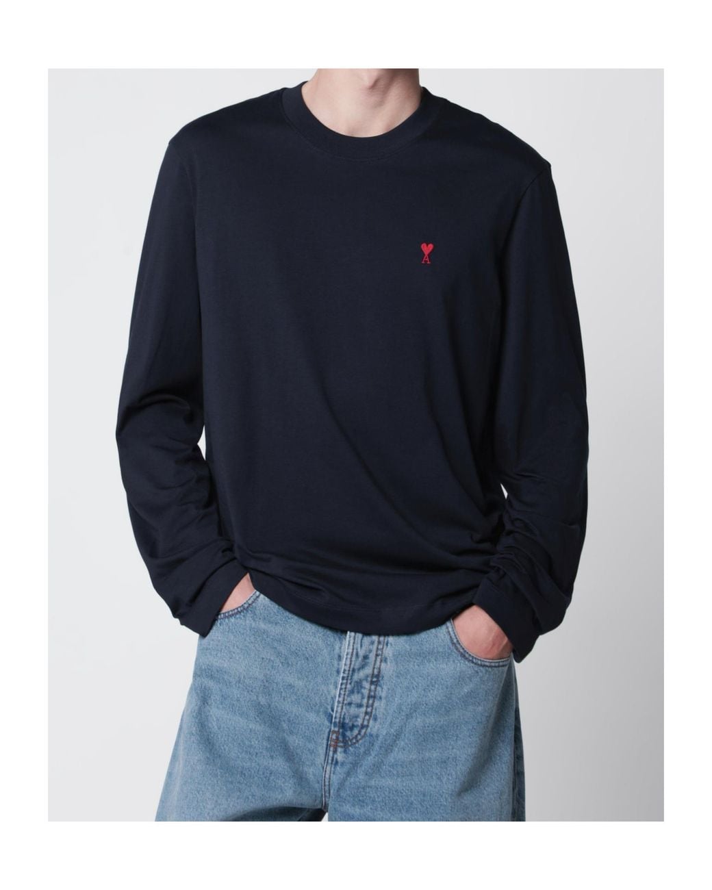 AMI Blue Long-Sleeve T-Shirt for men
