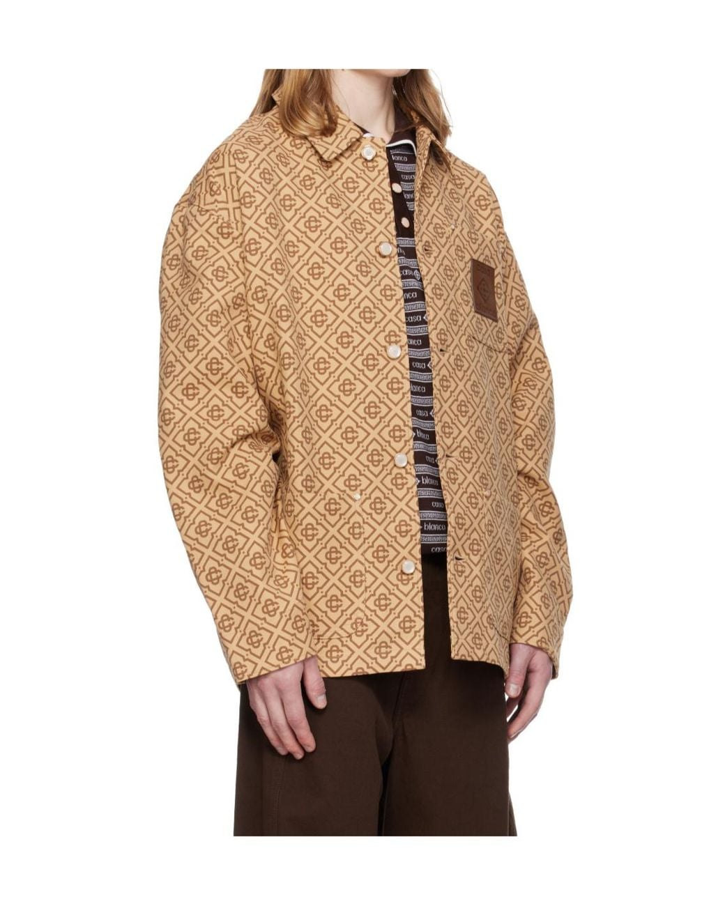 Casablanca Natural Monogram Print Logo Patch Jacket for men