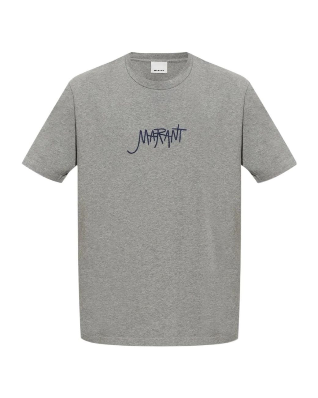 Isabel Marant Gray Honore Logo-Embroidered T-Shirt for men