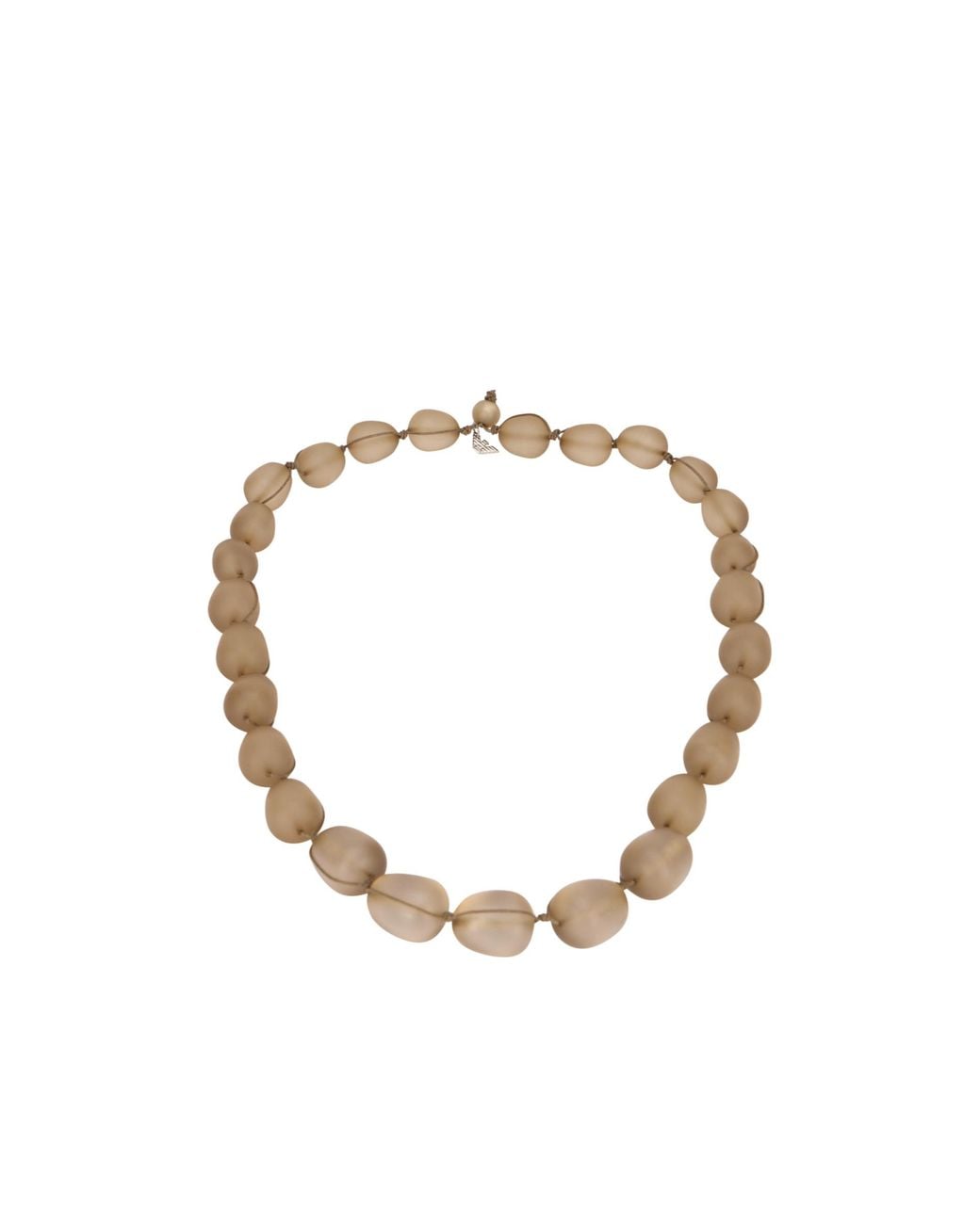 Emporio Armani Metallic Beaded Logo Plaque Necklace
