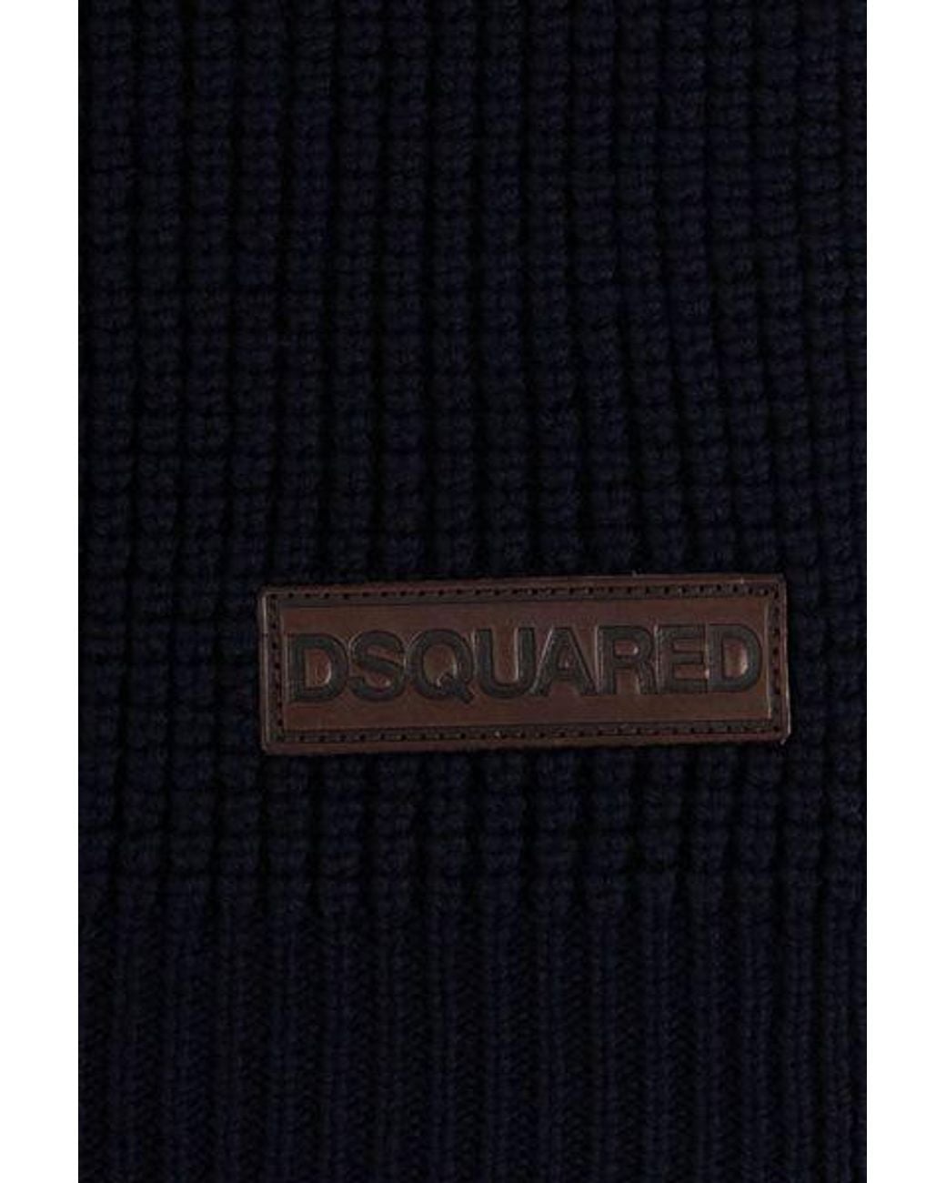 DSquared² Black ロゴパッチ ニットスカーフ for men